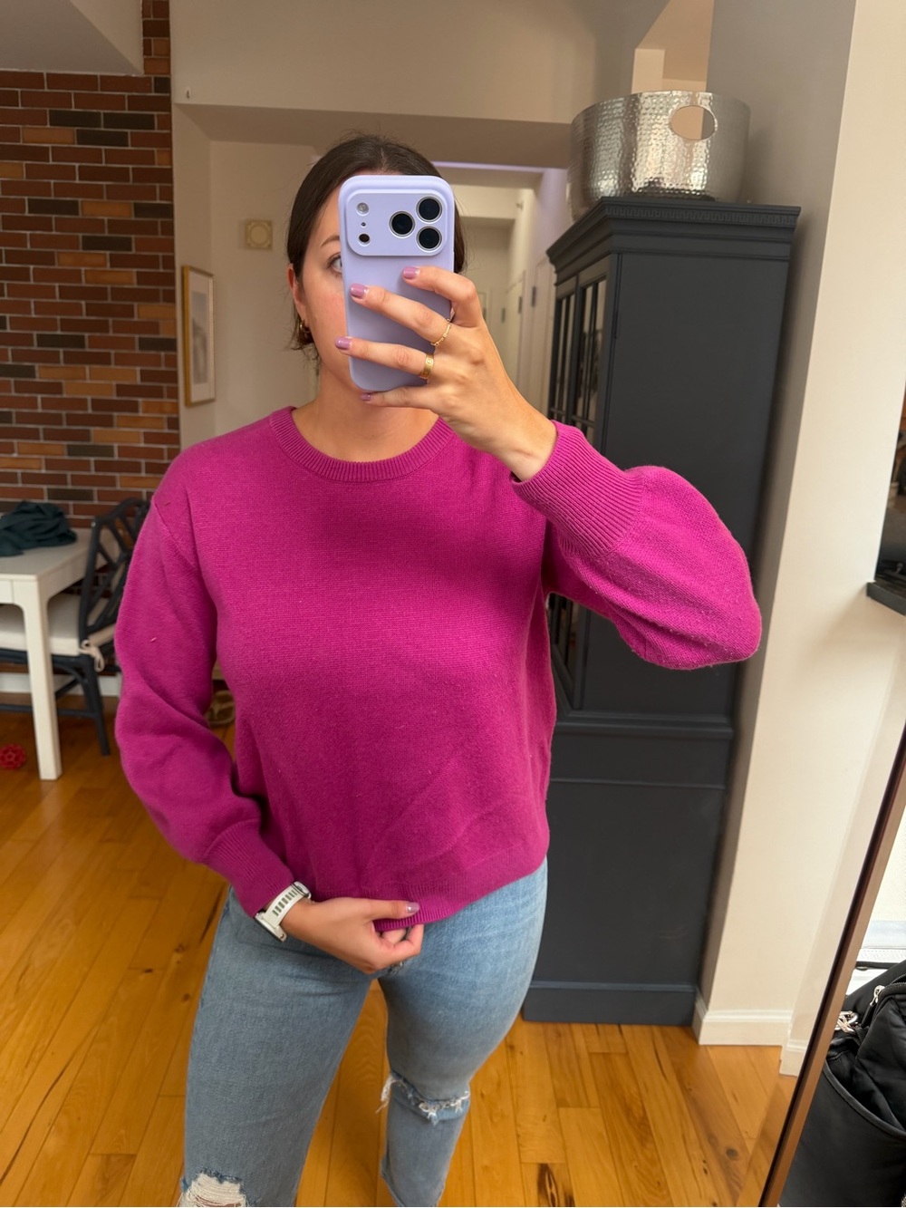 Classic Crewneck Sweater in Magenta